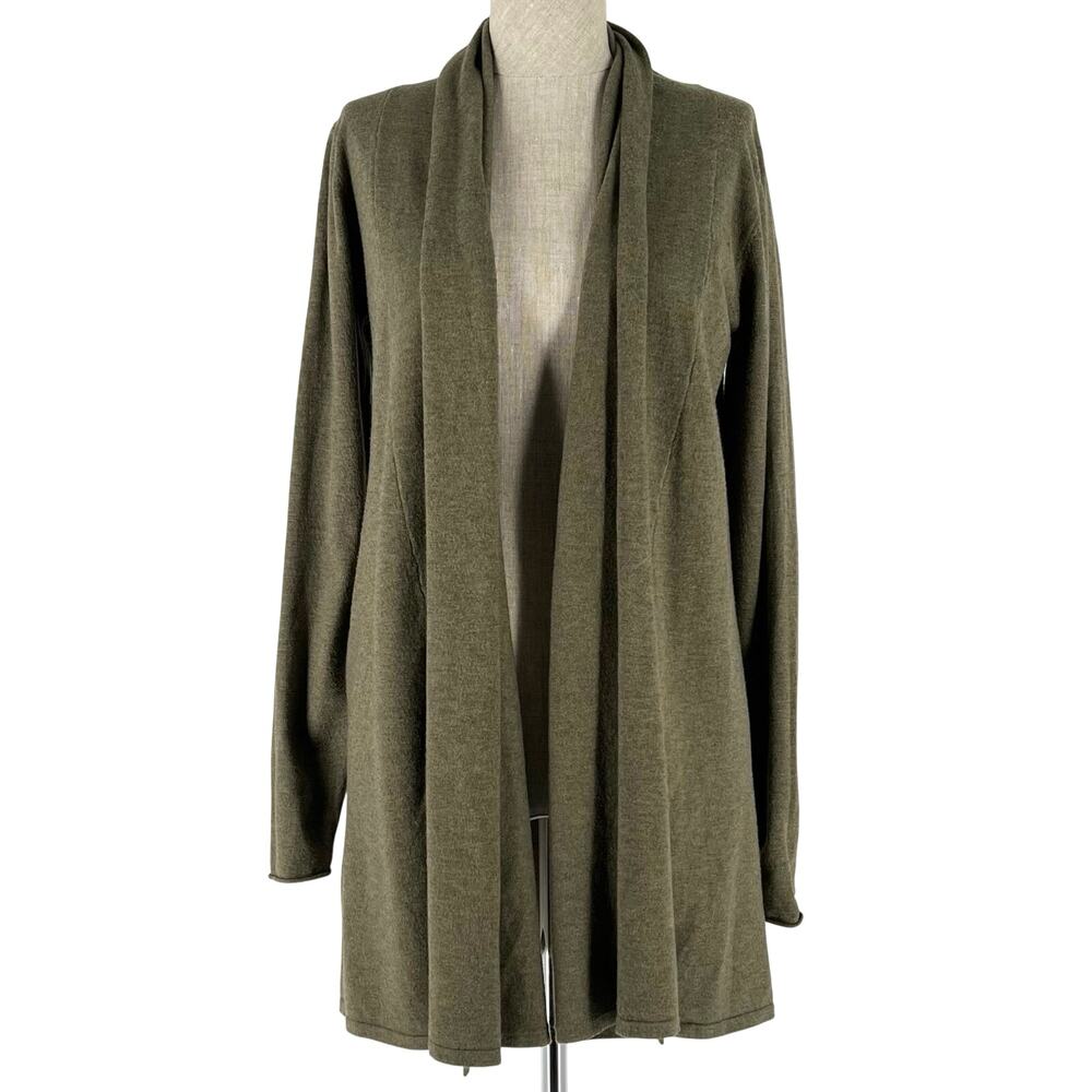 Olive green shawl collar cardigan